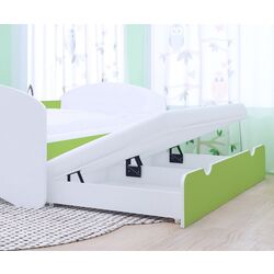 Pat Happy Babies Happy cu pat retractabil 90x180 (White/Pastel Green) Thumb