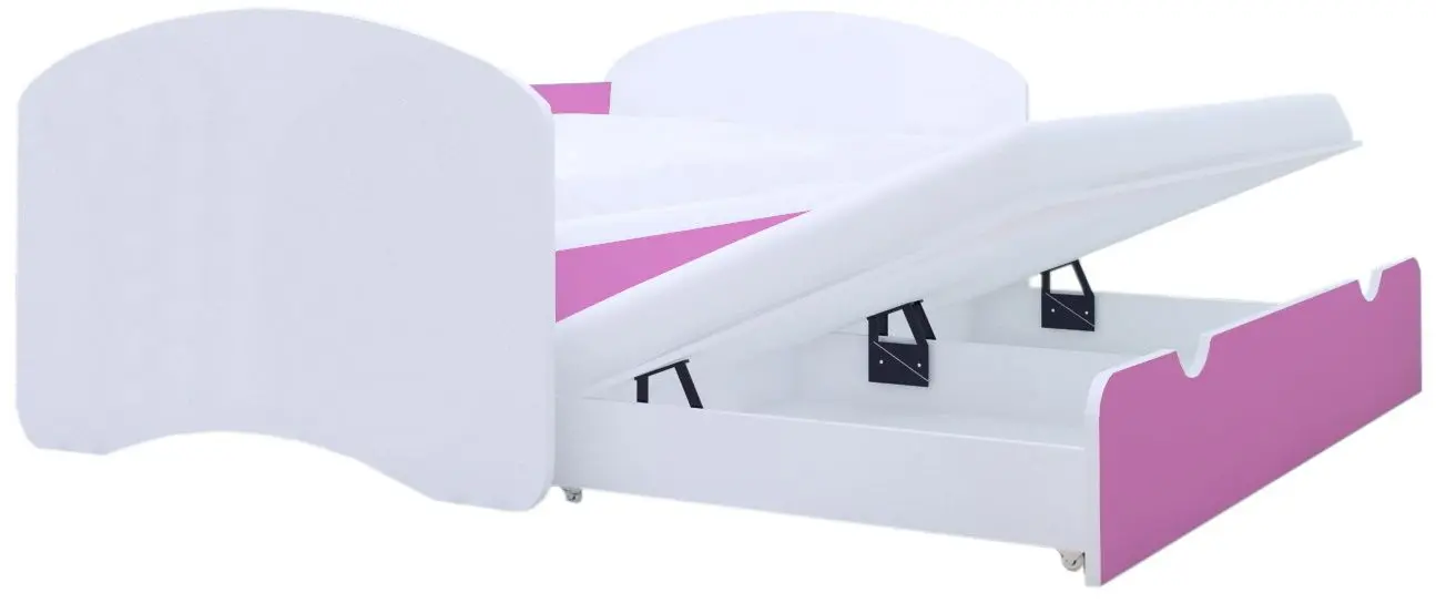 Pat Happy Babies Happy cu pat retractabil 90x180 (White/Pink)