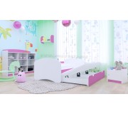 Pat Happy Babies Happy cu pat retractabil 90x180 (White/Pink)