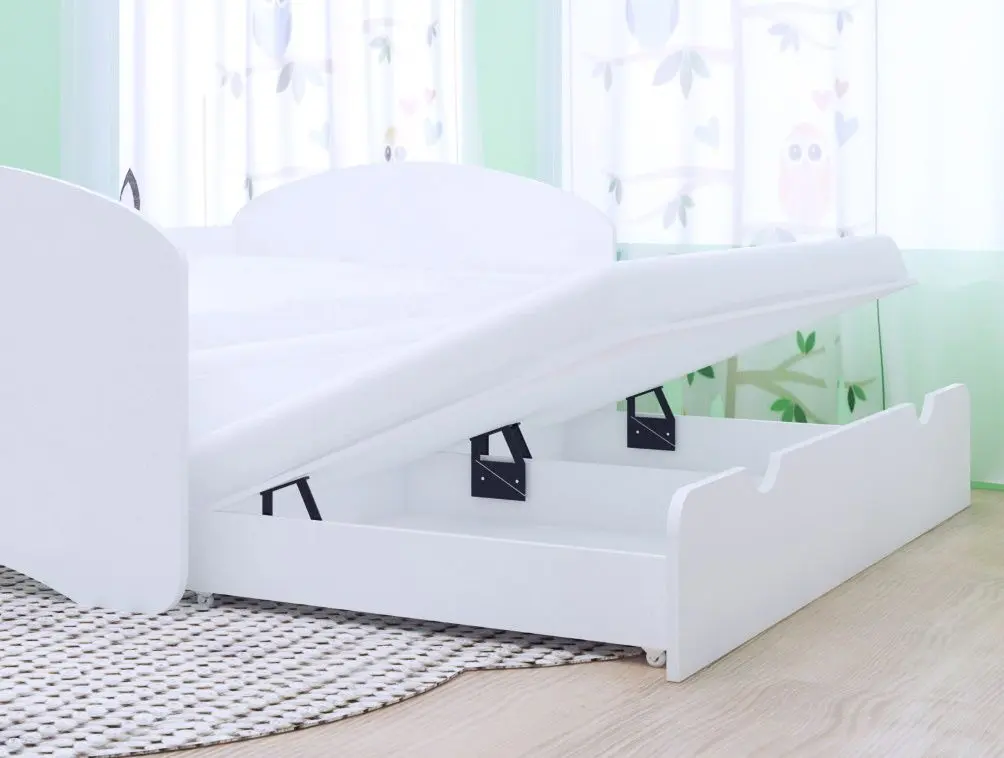 Pat Happy Babies Happy cu pat retractabil 90x200 (White)