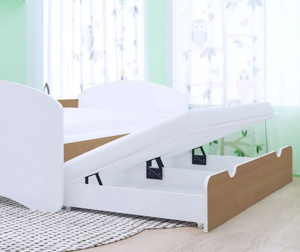 Pat Happy Babies Happy cu pat retractabil 90x200 (White/Beech)