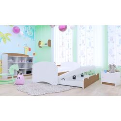 Pat Happy Babies Happy cu pat retractabil 90x200 (White/Beech)