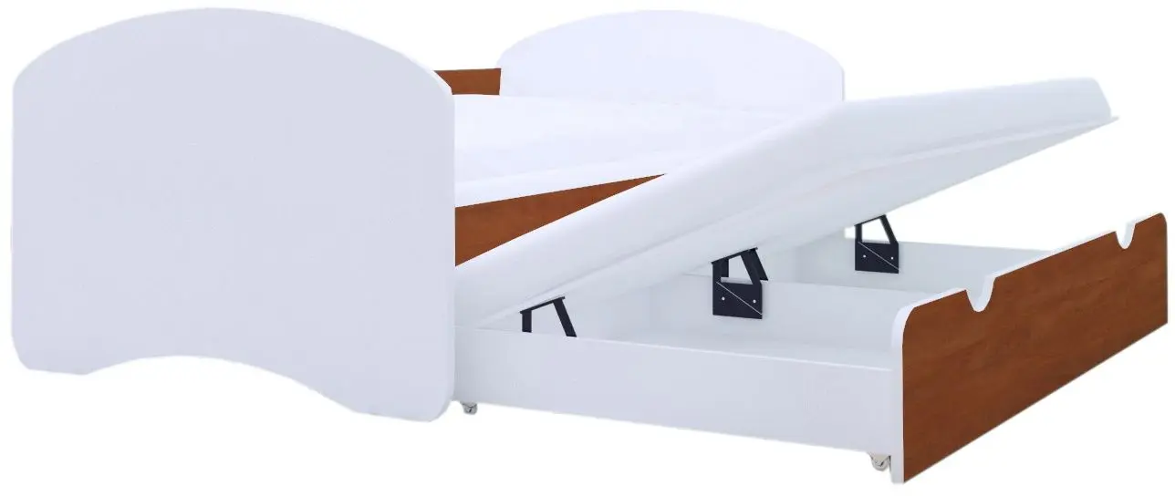 Pat Happy Babies Happy cu pat retractabil 90x200 (White/Calvados)