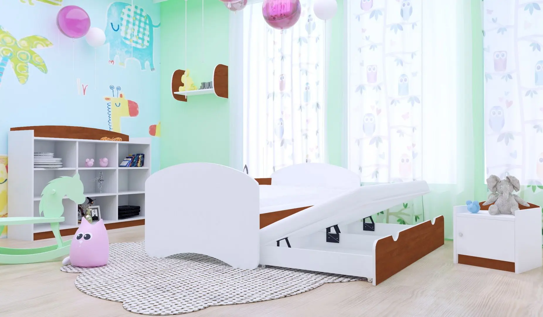 Pat Happy Babies Happy cu pat retractabil 90x200 (White/Calvados)