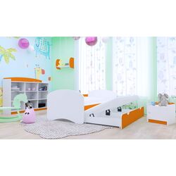 Pat Happy Babies Happy cu pat retractabil 90x200 (White/Orange)