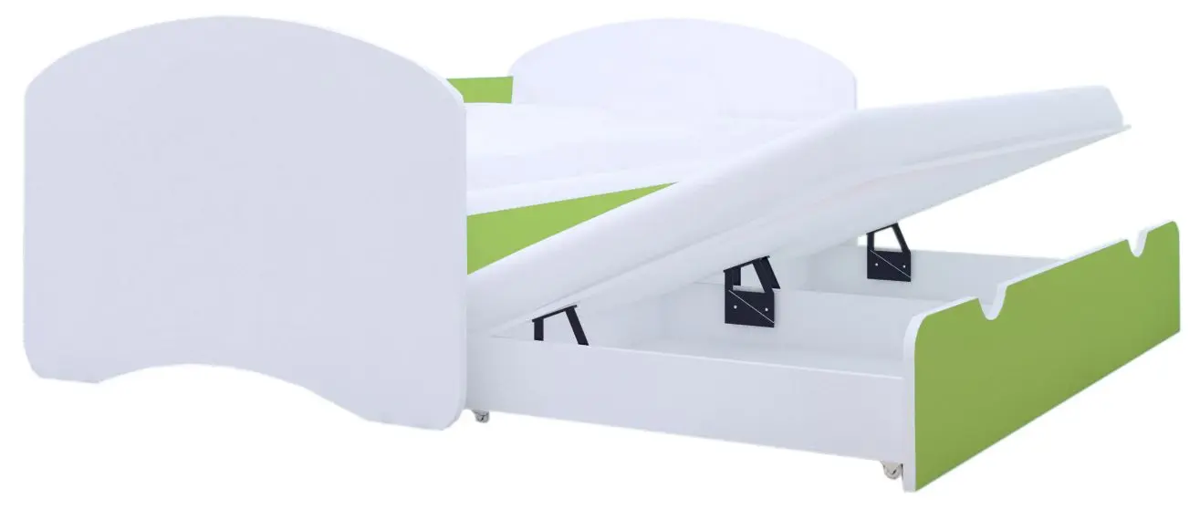 Pat Happy Babies Happy cu pat retractabil 90x200 (White/Pastel Green)