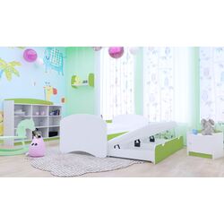 Pat Happy Babies Happy cu pat retractabil 90x200 (White/Pastel Green)