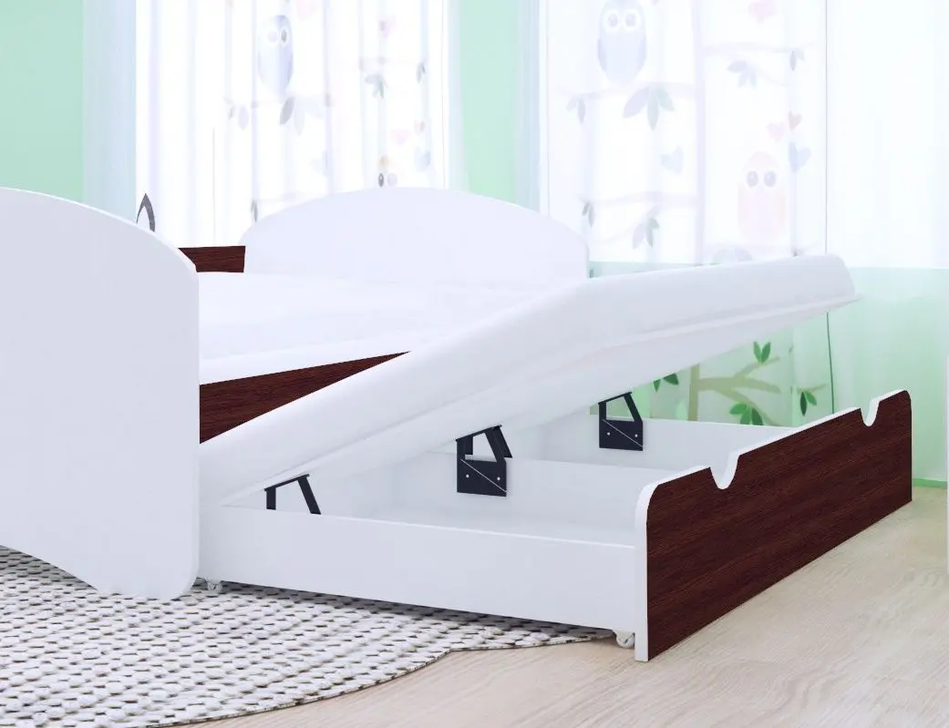 Pat Happy Babies Happy cu pat retractabil 90x200 (White/Wenge Chestnut)