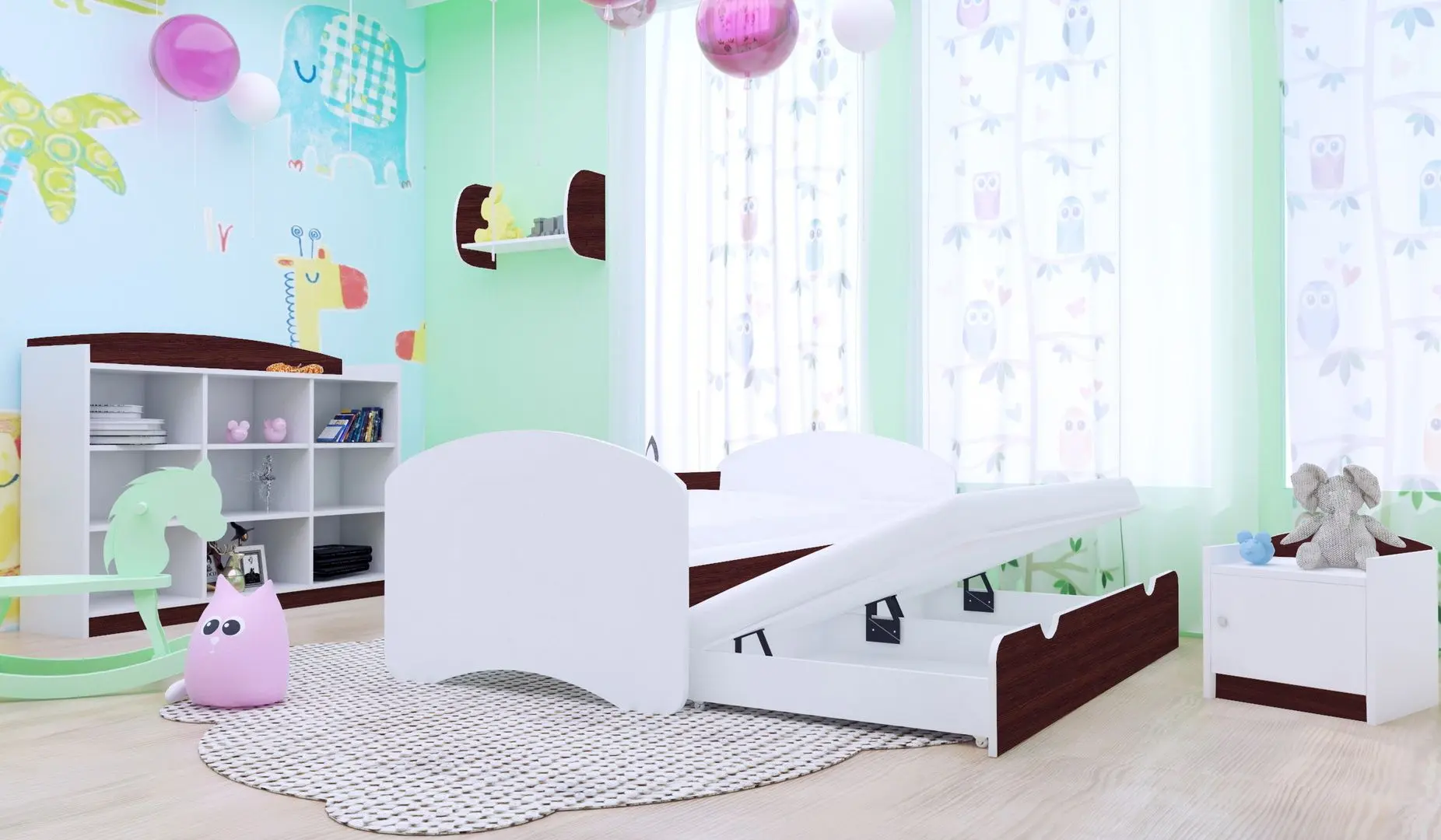 Pat Happy Babies Happy cu pat retractabil 90x200 (White/Wenge Chestnut)