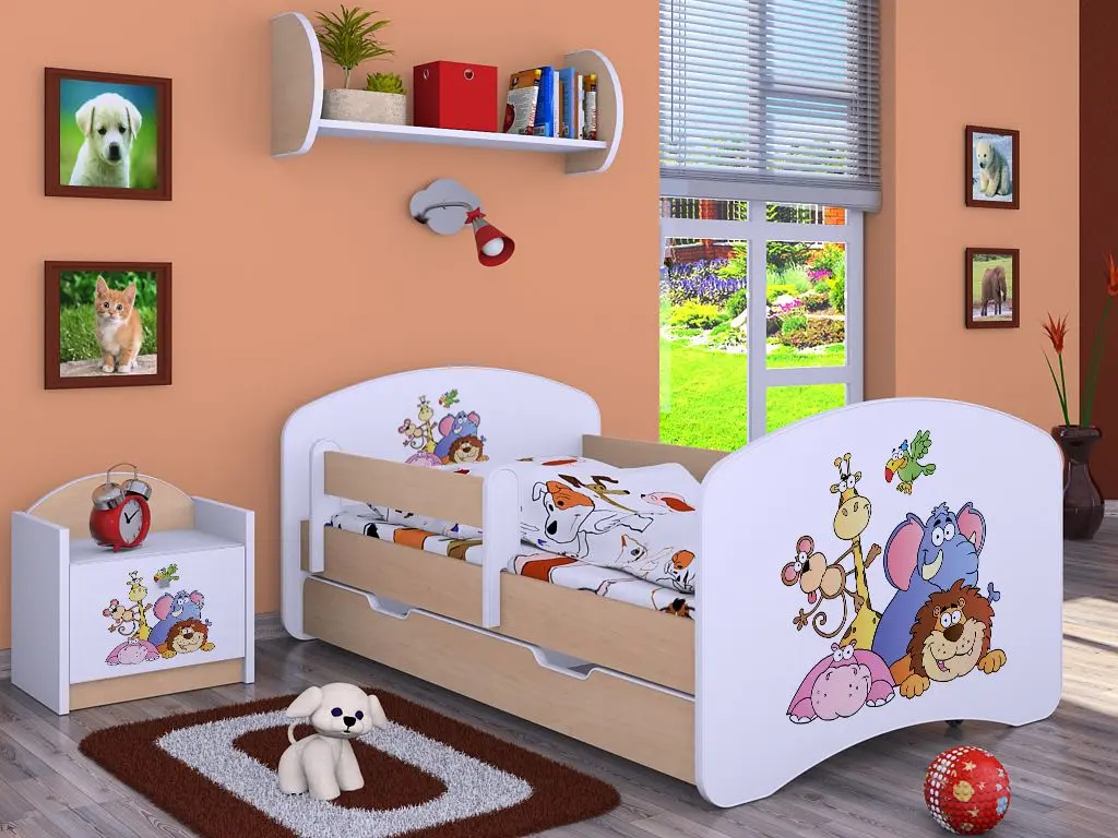 Pat Happy Babies Happy Safari L08 cu sertar 90x190 (White/Light Pear)