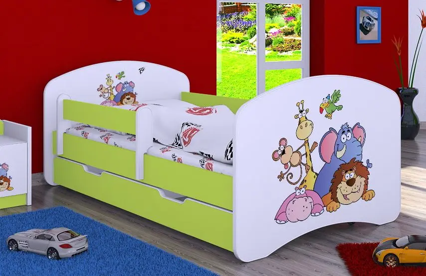 Pat Happy Babies Happy Safari L08 cu sertar 90x190 (White/Pastel Green)