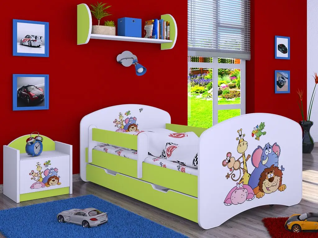 Pat Happy Babies Happy Safari L08 cu sertar 90x190 (White/Pastel Green)