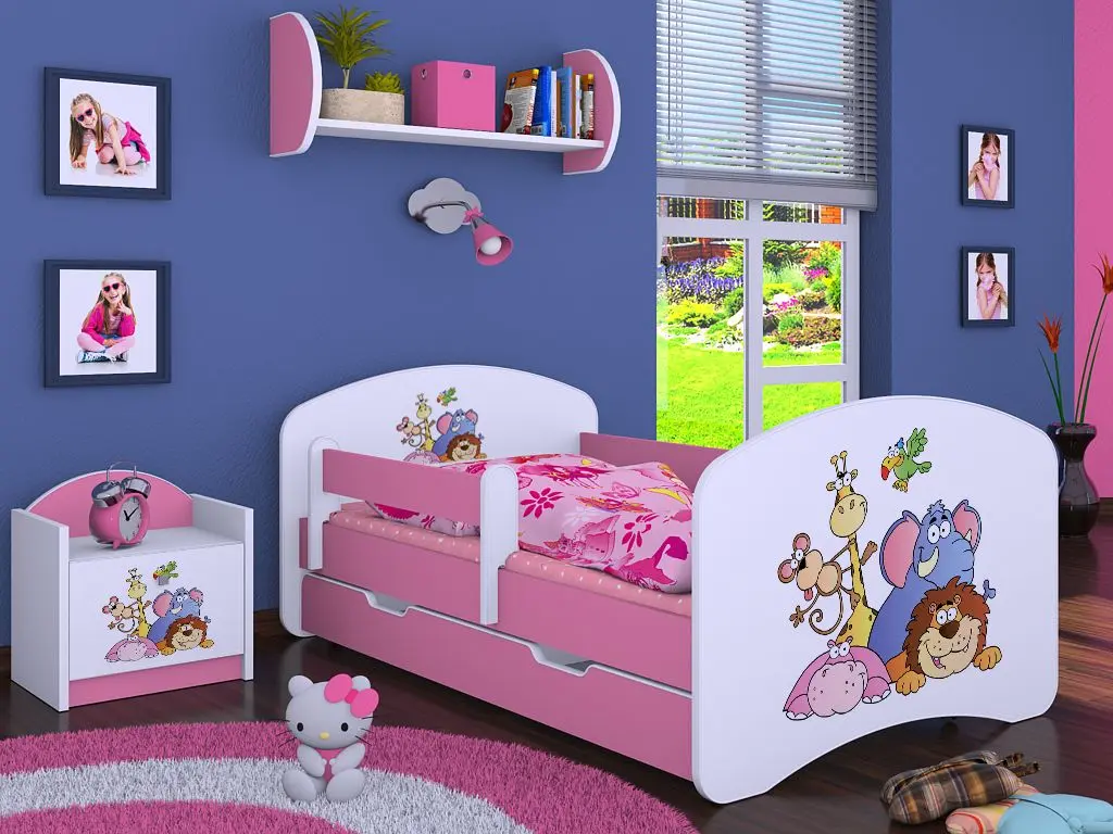 Pat Happy Babies Happy Safari L08 cu sertar 90x190 (White/Pink)