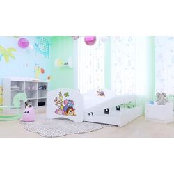 Pat Happy Babies Happy Safari cu pat retractabil 90x180 (White)