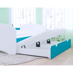 Pat Happy Babies Happy Safari cu pat retractabil 90x180 (White/Blue) Thumb