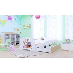 Pat Happy Babies Happy Safari cu pat retractabil 90x180 (White/Light Pear)