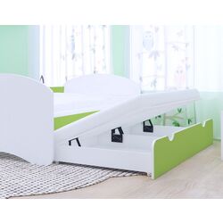 Pat Happy Babies Happy Safari cu pat retractabil 90x180 (White/Pastel Green) Thumb