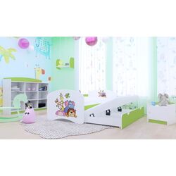 Pat Happy Babies Happy Safari cu pat retractabil 90x180 (White/Pastel Green)