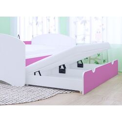 Pat Happy Babies Happy Safari cu pat retractabil 90x180 (White/Pink) Thumb