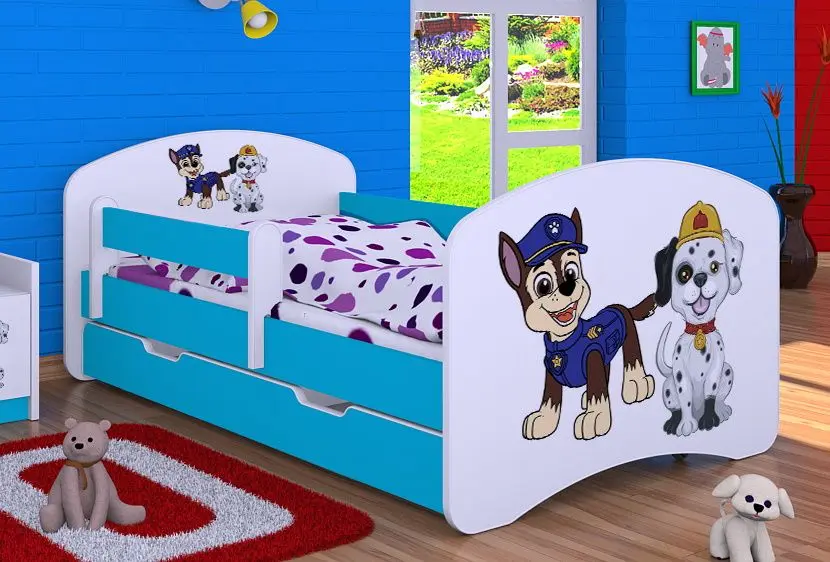 Pat Happy Babies Happy Two Dogs L06 cu sertar 90x180 (White/Blue)