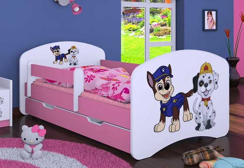 Pat Happy Babies Happy Two Dogs L06 cu sertar 90x180 (White/Pink)