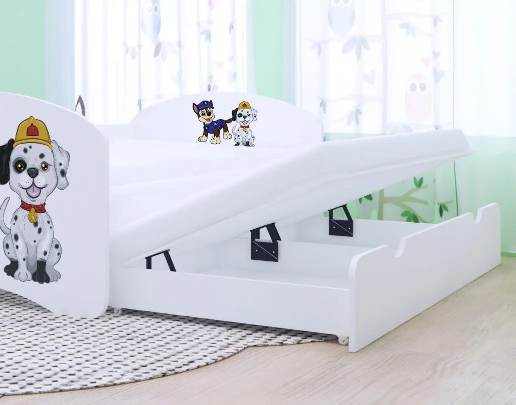 Pat Happy Babies Happy Two Dogs cu pat retractabil 90x180 (White)