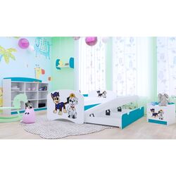 Pat Happy Babies Happy Two Dogs cu pat retractabil 90x180 (White/Blue)