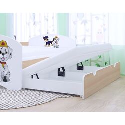 Pat Happy Babies Happy Two Dogs cu pat retractabil 90x180 (White/Light Pear) Thumb