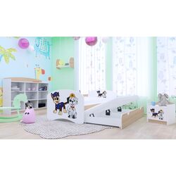 Pat Happy Babies Happy Two Dogs cu pat retractabil 90x180 (White/Light Pear)