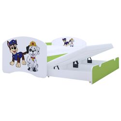 Pat Happy Babies Happy Two Dogs cu pat retractabil 90x180 (White/Pastel Green) Thumb