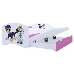 Pat Happy Babies Happy Two Dogs cu pat retractabil 90x180 (White/Pink) Thumb