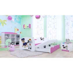 Pat Happy Babies Happy Two Dogs cu pat retractabil 90x180 (White/Pink)