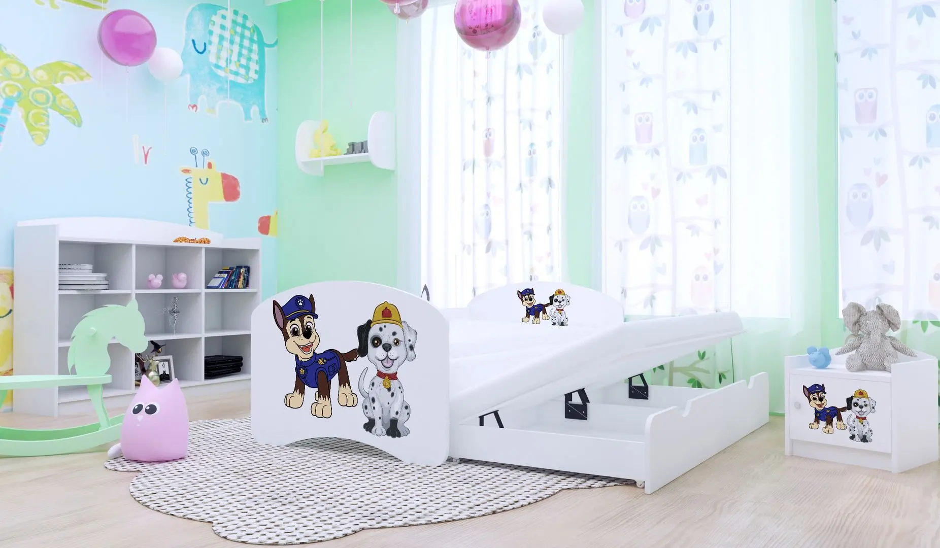 Pat Happy Babies Happy Two Dogs cu pat retractabil 90x180 (White)