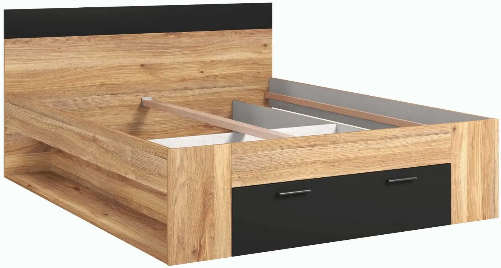 Pat Helvetia Beta 22MW1691 cu sertare 160x200 (Mauvella Oak/Black)