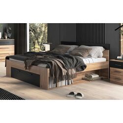 Pat Helvetia Beta 22MW1691 cu sertare 160x200 (Mauvella Oak/Black)