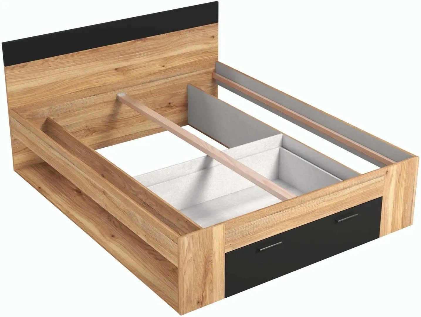 Pat Helvetia Beta 22MW1692 cu sertar 180x200 (Mauvella Oak/Black)