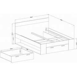 Pat Helvetia Beta 22MW1692 cu sertar 180x200 (Mauvella Oak/Black) Thumb