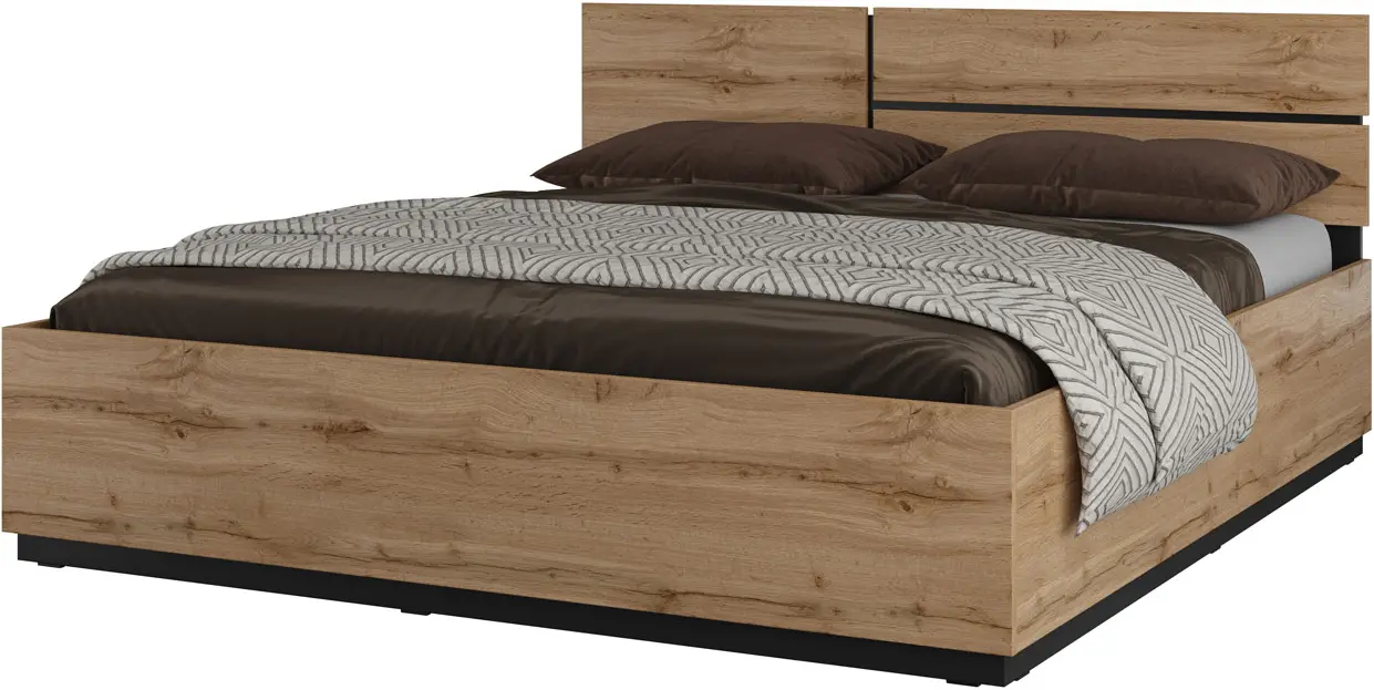 Кровать Helvetia Cross 24N6MY32 180x200 (Wotan Oak/Black)
