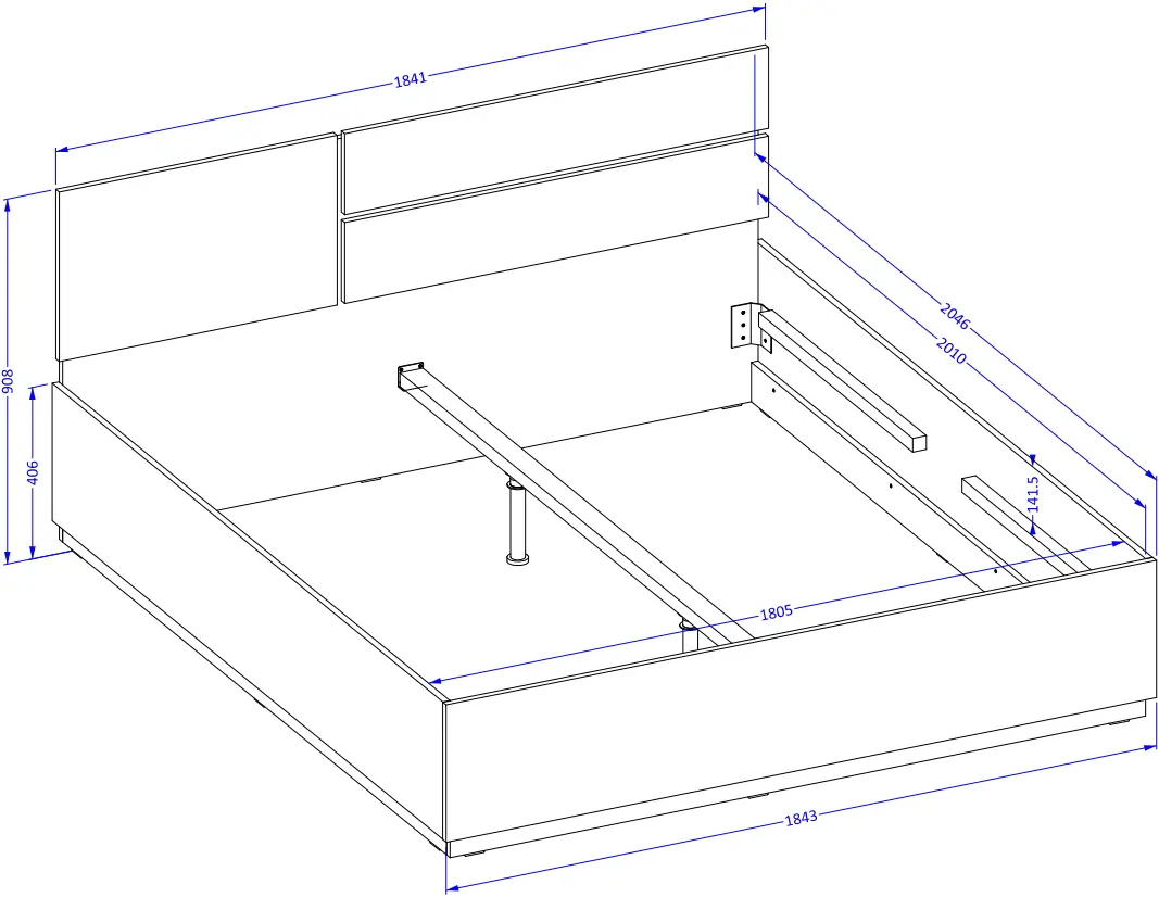 Кровать Helvetia Cross 24N6MY32 180x200 (Wotan Oak/Black)