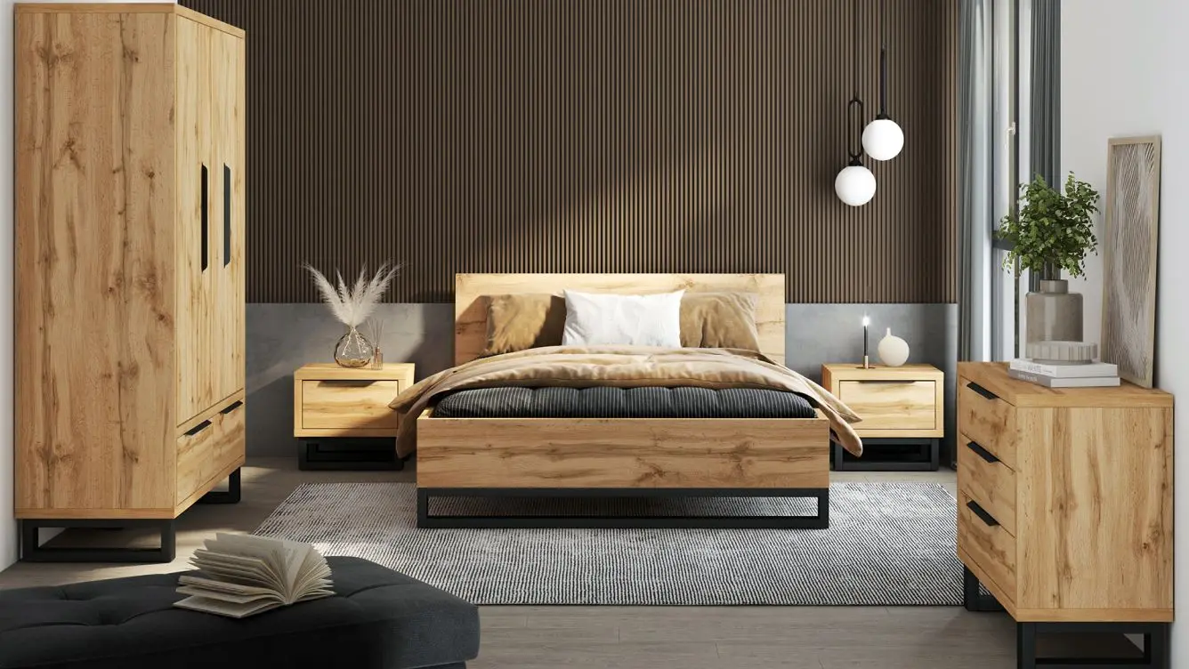 Pat Helvetia Halle S mecanism de ridicare 140x200 cm (Wotan Oak/Black)