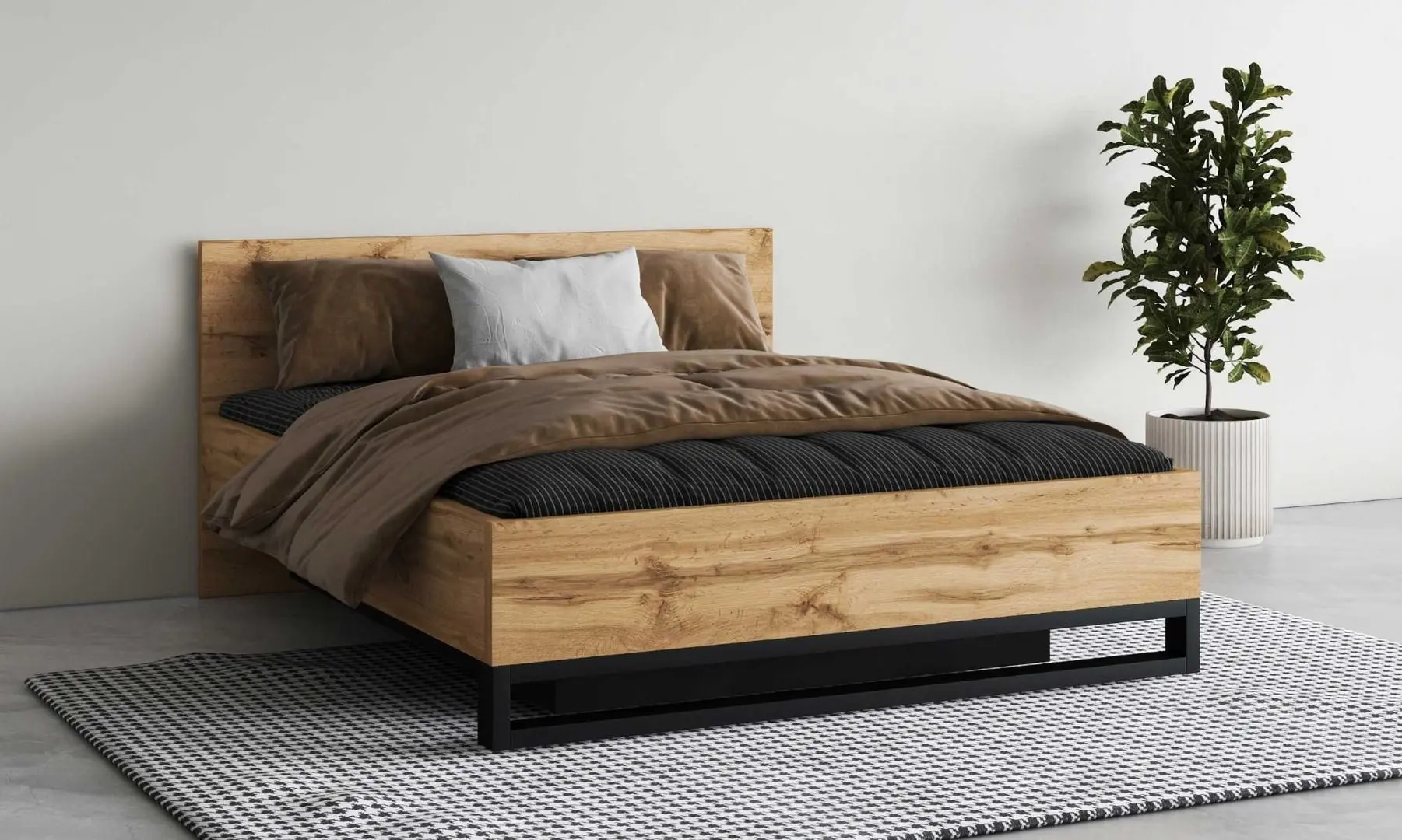 Pat Helvetia Halle S mecanism de ridicare 160x200 (Wotan Oak/Black)