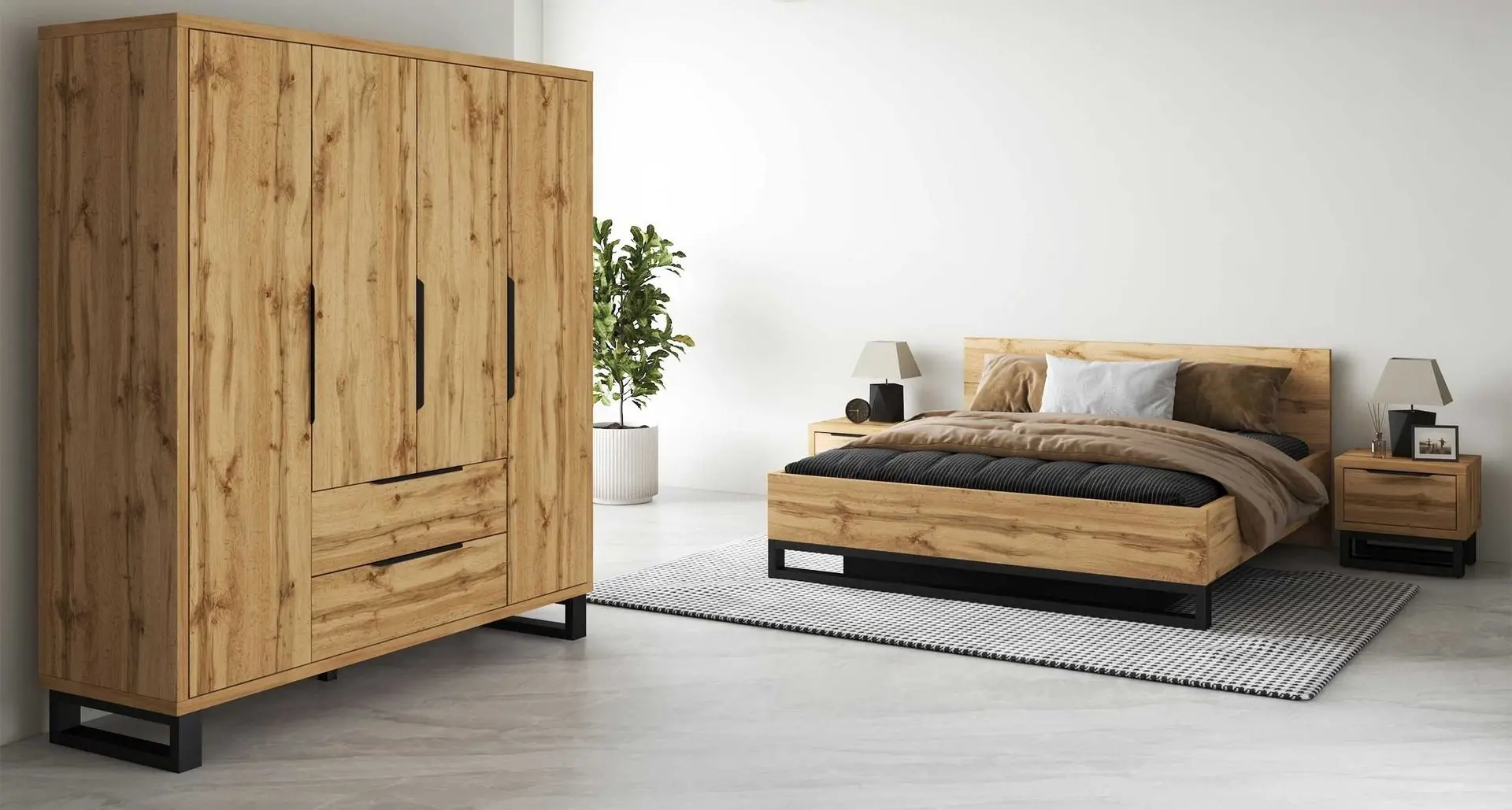 Pat Helvetia Halle S mecanism de ridicare 160x200 (Wotan Oak/Black)