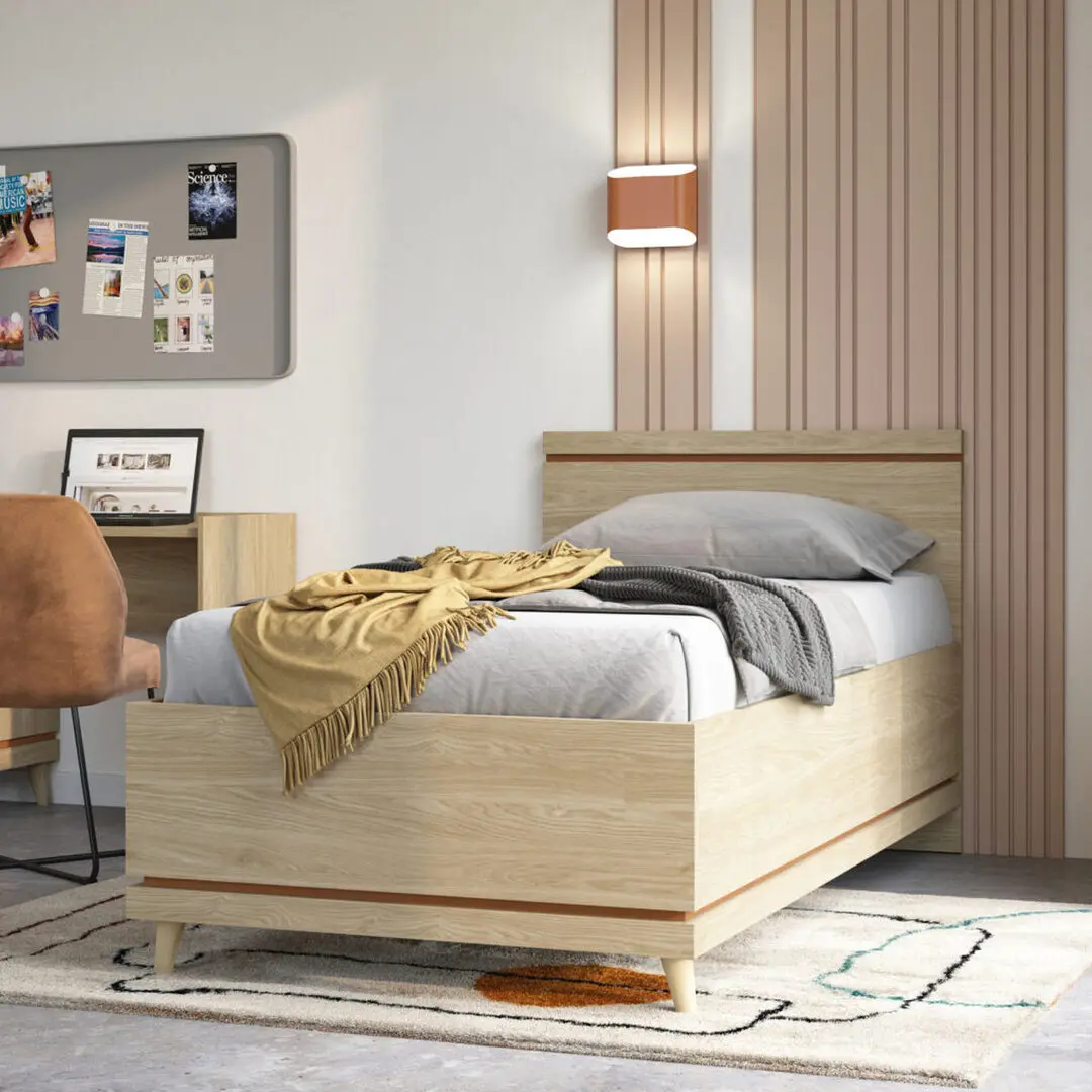 Кровать Helvetia Scandi 24D5OH54 (Oiled Oak/Brick)