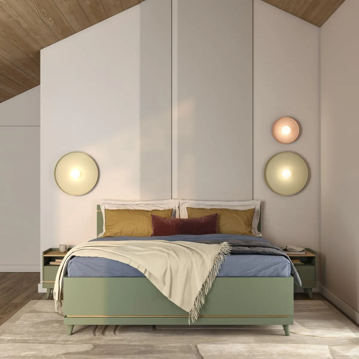 Кровать Helvetia Scandi 24GDOH31 (Faded green/Oiled oak) - 5