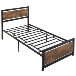 Кровать Homcom 831-418V01 90x200 cm (Rustic Brown/Black) Thumb