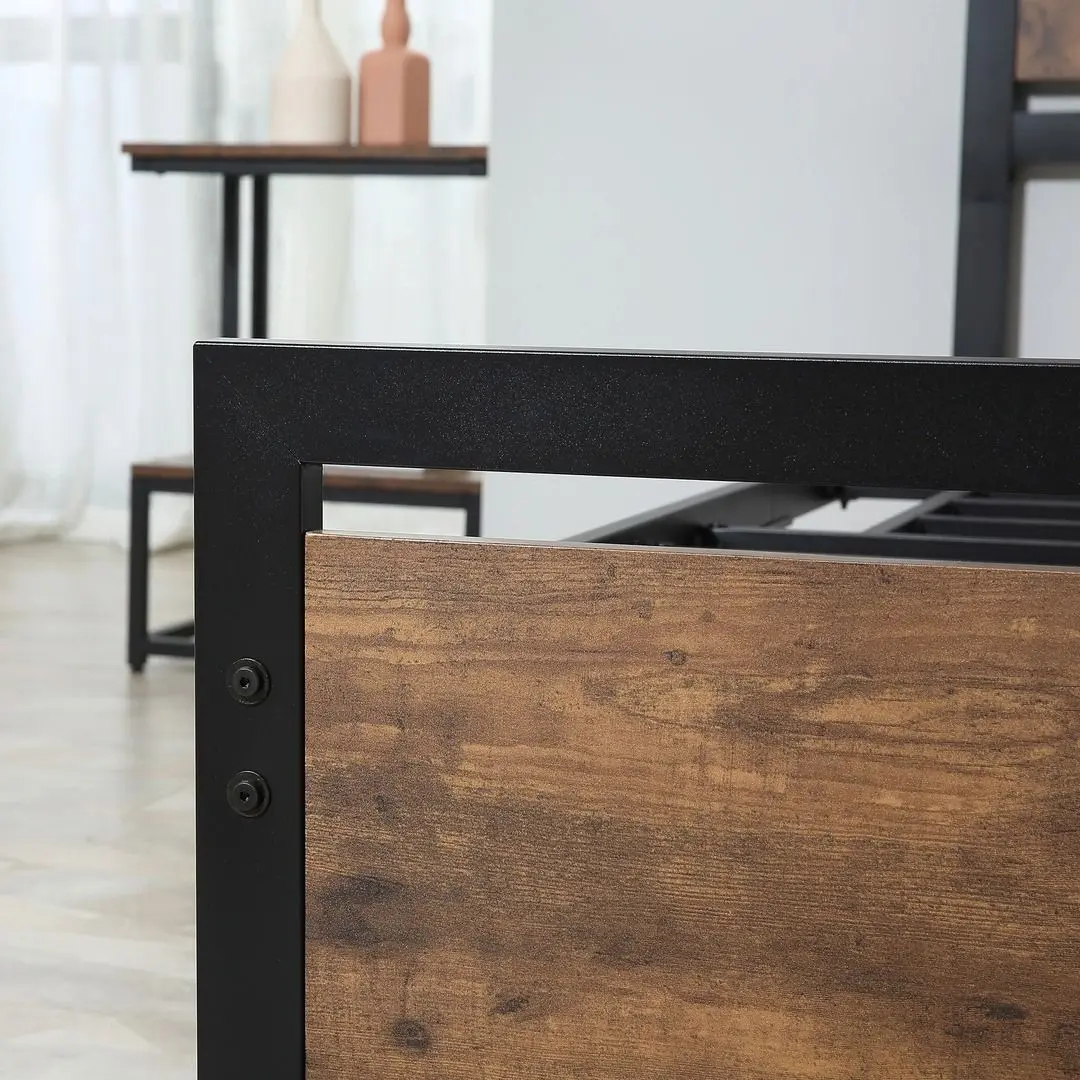 Кровать Homcom 831-418V01 90x200 cm (Rustic Brown/Black) - 2