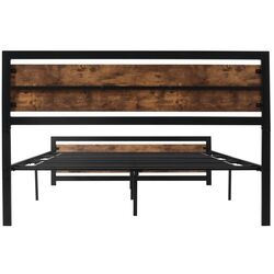 Кровать Homcom 831-420V01 160x200 cm (Rustic Brown/Black) Thumb