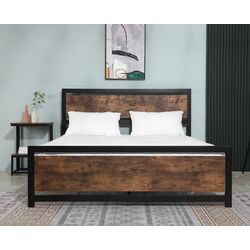 Кровать Homcom 831-420V01 160x200 cm (Rustic Brown/Black) Thumb