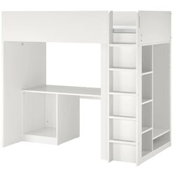 Pat supraetajat Ikea Smastad cu birou/depozitare 90х200 (Alb)
