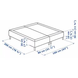Baza dubla Ikea Espevar/Bjorli saltea arcuri cu picioare 160x200 10cm (Gri Inchis) Thumb
